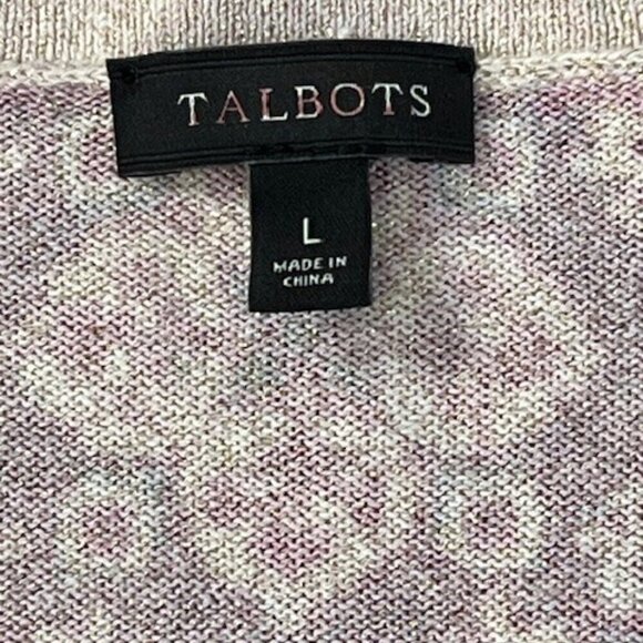 Talbots Womens Cardigan Sweater Burgundy Wine Paisley Print Metallic Gold L NWOT - Picture 12 of 13
